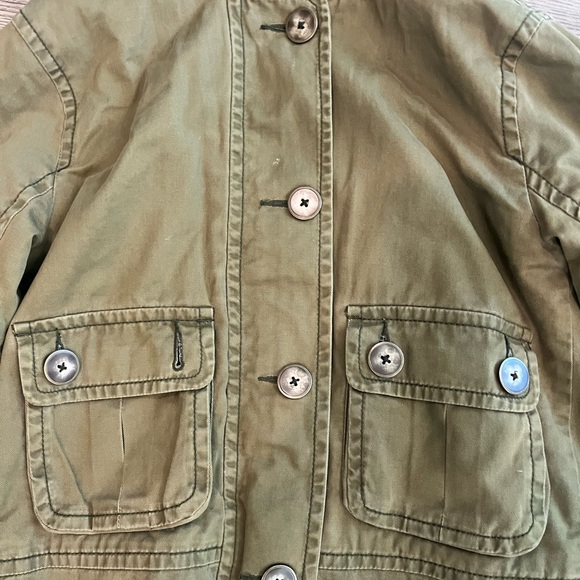 Abercrombie & Fitch Olive Green Hooded Button-Front Jacket - Picture 4 of 6